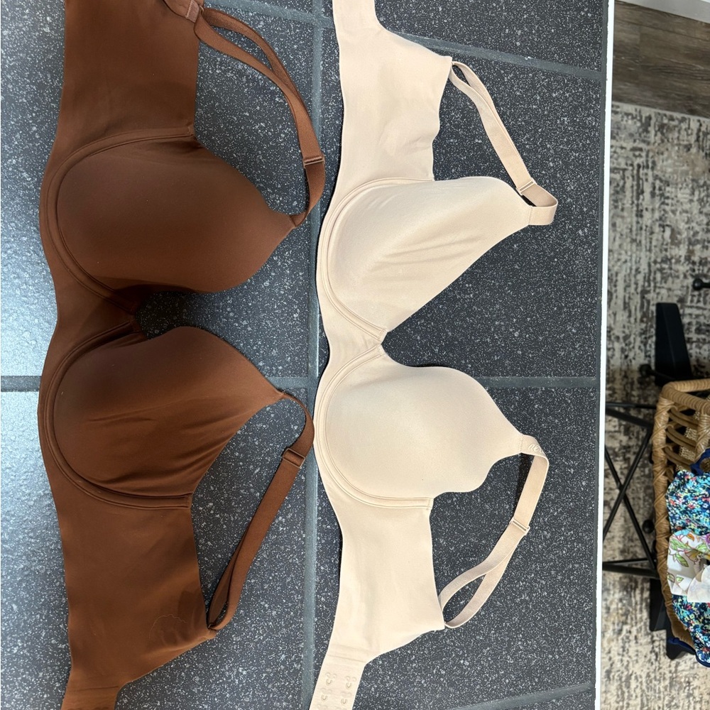 Seamless Comfort Bra Set - Brown & Cream